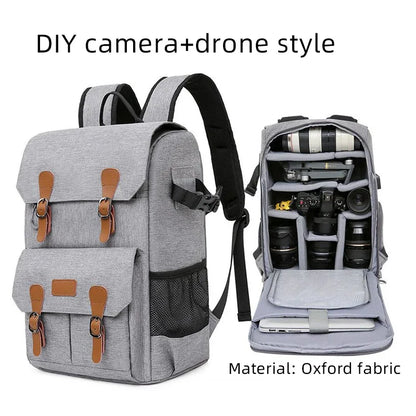 Litepro DSLR Crazy-Horse-Leather Backpack For Brompton Bicycle Waterproof Anti-theft Canvas Drone Outdoor Photography Bag