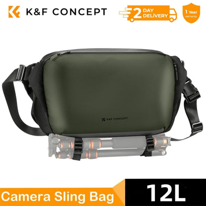 K&F CONCEPT 12L/10L Camera Sling Bag Waterproof Travel Photography Shoulder Bag For Canon Sony DSLR Camera Case Tripod Holder