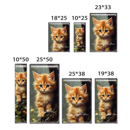10pcs/lots Rectangle Cute Cat Kitten Pet Flower Photo Glass Cabochon Flatback Demo Flat Back Cameo For Diy Jewelry Making
