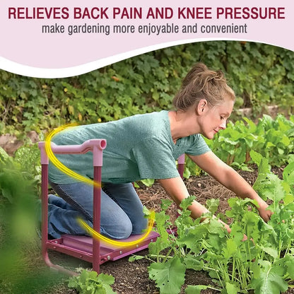 Garden Kneeler Stool with Steel Frame, EVA Foam Pad & Tool Pouch - Purple