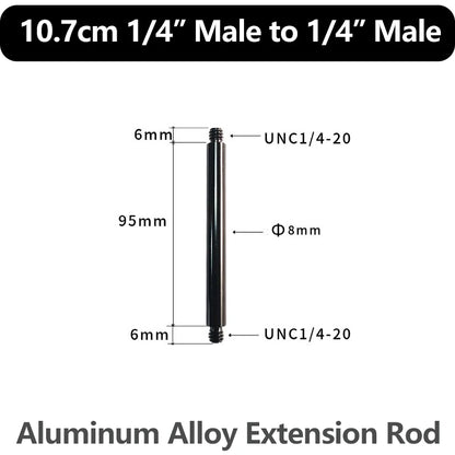 Aluminum Alloy Extension Rod 1/4"-20 & 3/8"-16 Male Female Threads Multi-Size Support Pole for Camera Lighting Equipment Mount