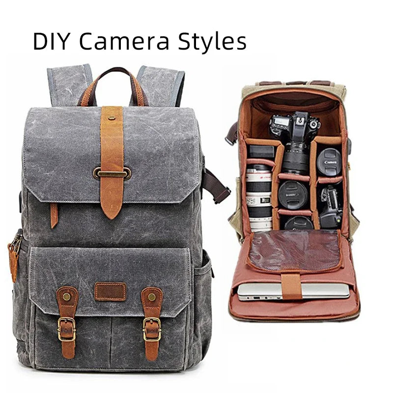 Litepro DSLR Crazy-Horse-Leather Backpack For Brompton Bicycle Waterproof Anti-theft Canvas Drone Outdoor Photography Bag