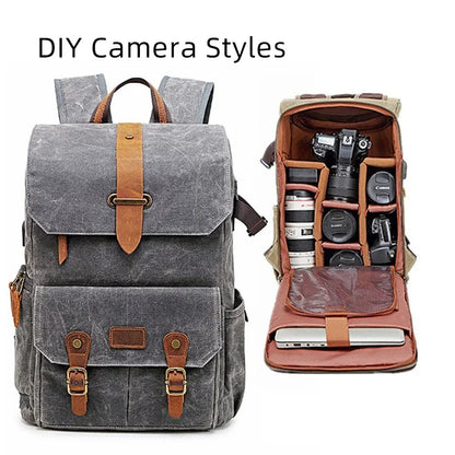 Litepro DSLR Crazy-Horse-Leather Backpack For Brompton Bicycle Waterproof Anti-theft Canvas Drone Outdoor Photography Bag