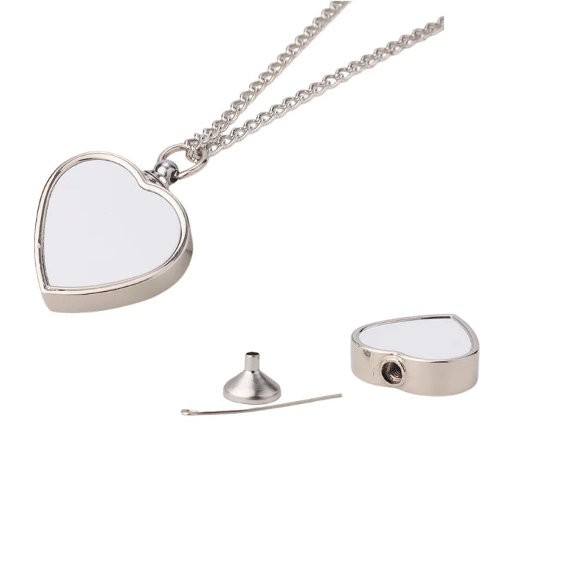 Personalised Custom Photo Commemorative Pendant Necklace, Personalised Zinc Alloy Cremation Urn, Sublimation DIY Pictures.