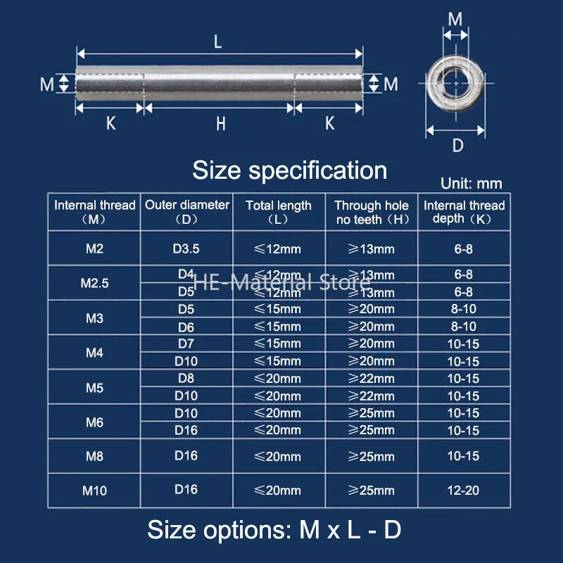 2-5Pcs Aluminum Alloy Long Nut Connection Column M3-D6 Aluminum Tie Rod Cylindrical Aerial Photography Body Support Column
