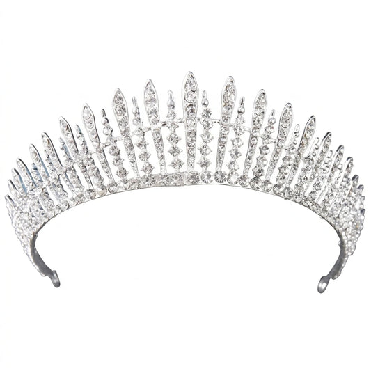 Bridal Crystal-Crown Headband Rhinestone Alloy Hair Accessory Shiny Comfortable Fit for Wedding Stage Party Photography Women