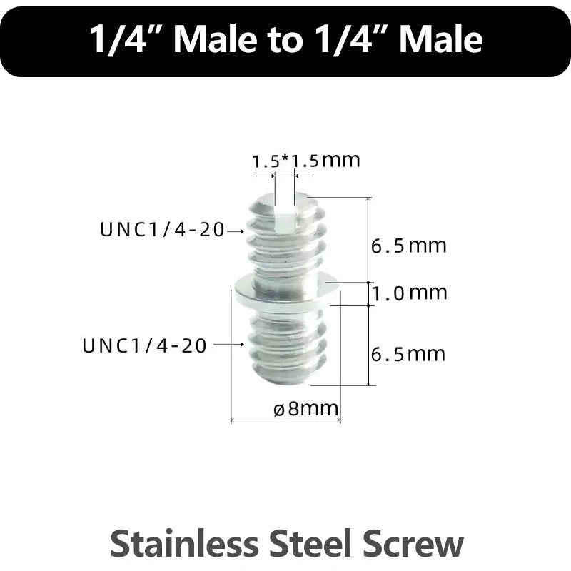 Aluminum Alloy Extension Rod 1/4"-20 & 3/8"-16 Male Female Threads Multi-Size Support Pole for Camera Lighting Equipment Mount