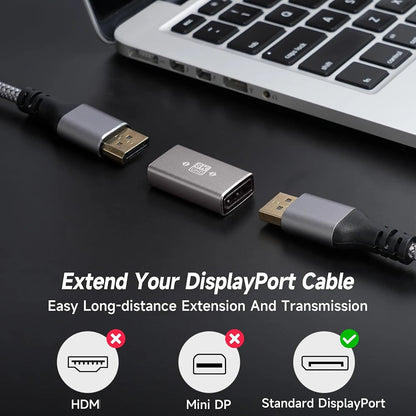 90 Degree DisplayPort1.4 Adapter Support 8K@60Hz 4K@144Hz HDR Video Alloy Shell DP Cable Extender for Desktop Computer Monitor