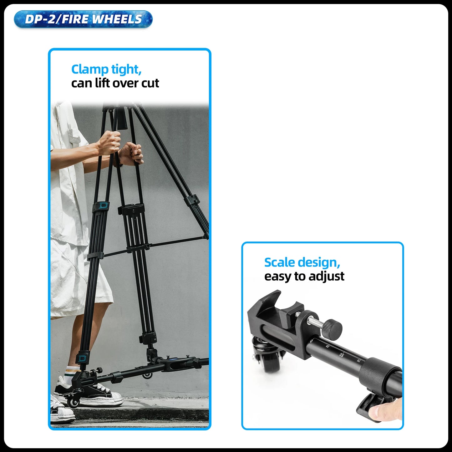 Fotopro Professional Photography Tripod Dolly Aluminum Heavy Duty Tripod Wheels for Camera Camcorder Video Lighting  DP2