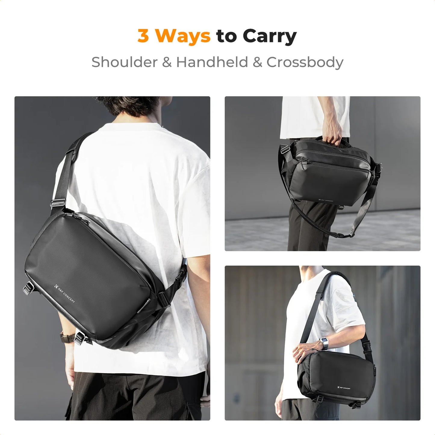 K&F CONCEPT 12L/10L Camera Sling Bag Waterproof Travel Photography Shoulder Bag For Canon Sony DSLR Camera Case Tripod Holder
