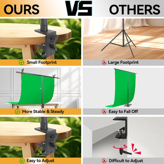 Adjustable Small Desk T-shaped Tripod Stand Background Backdrop Photography Support System Photo Studio Paper Muslin Backdrops
