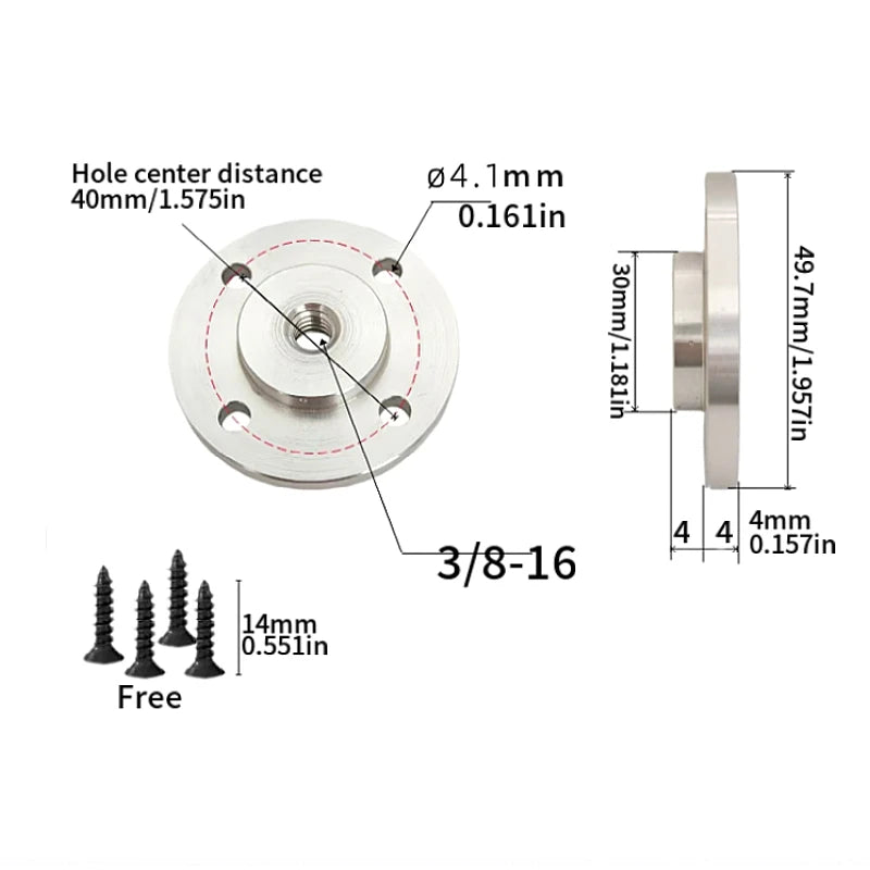 Mount Metal Base 40/50mm Hole 1/4-20,3/8-16,M6 Thread Screw Nut Adapter Tripod Bracket Cameras Flash Photography Accessories