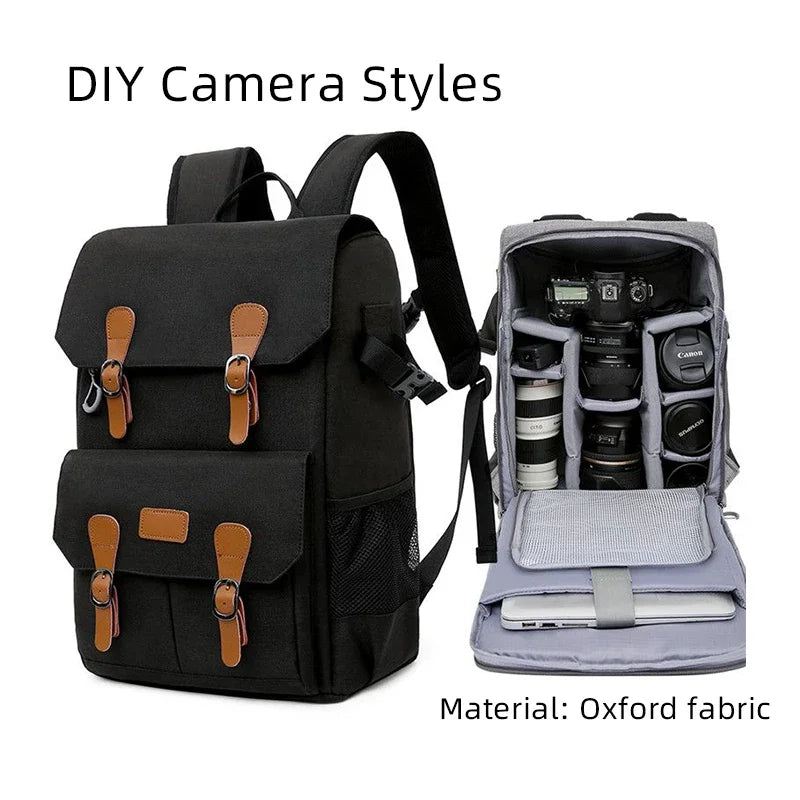 Litepro DSLR Crazy-Horse-Leather Backpack For Brompton Bicycle Waterproof Anti-theft Canvas Drone Outdoor Photography Bag