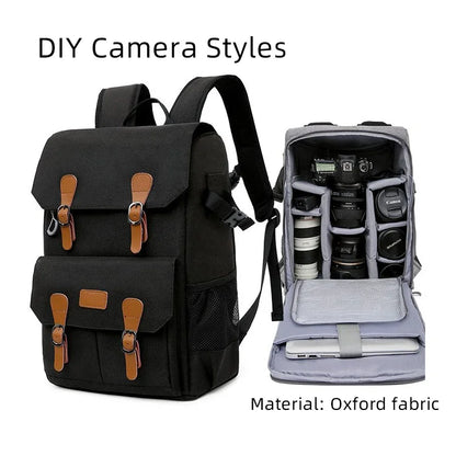 Litepro DSLR Crazy-Horse-Leather Backpack For Brompton Bicycle Waterproof Anti-theft Canvas Drone Outdoor Photography Bag