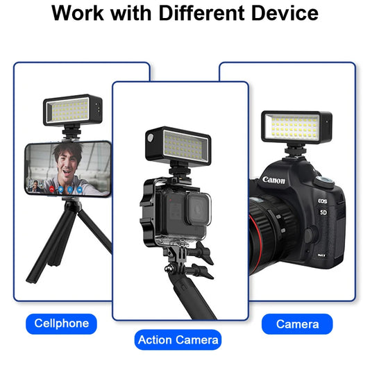 Waterproof Led Video Diving Light Underwater Lamp Photography Lighting for GoPro 11/10 Sjcam Yi DJI Osmo Cellphone Action Camera