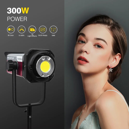 300W  Photography Live Streaming Portable Studio Video Lighting 2700k-7500K 300w high power Broadcast LED Fill Lamp spotlight