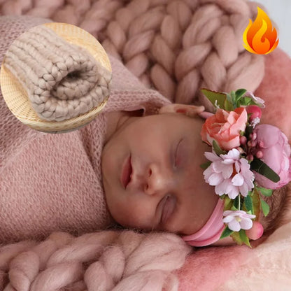 Newborn Photography Props Merino Wool Knitted Braid Blanket for Baby Photo Shoot Background Basket Stuffer Bump Wrap 50x50CM