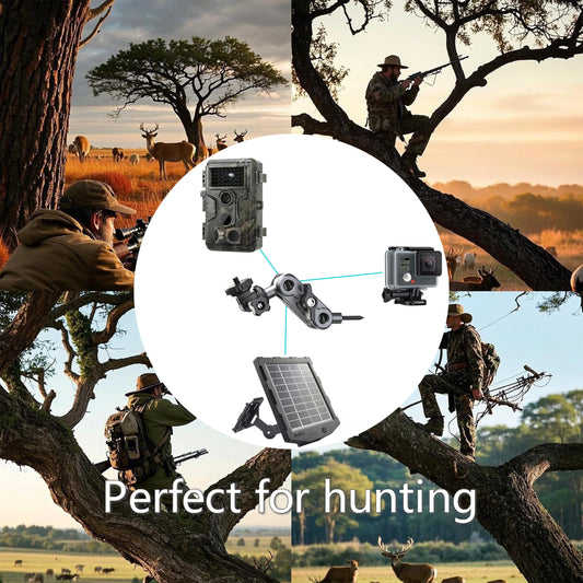 Trail Cameras Mounting Bracket with 1/4" Threaded Insert 360°Rotating Adjustable Holder for Outdoor Hunting Gear Accessory