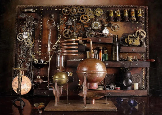 Vintage Steampunk Distiller Backdrop Ancient Gears Clock Party Decor birthday photo background photography backdrop studio