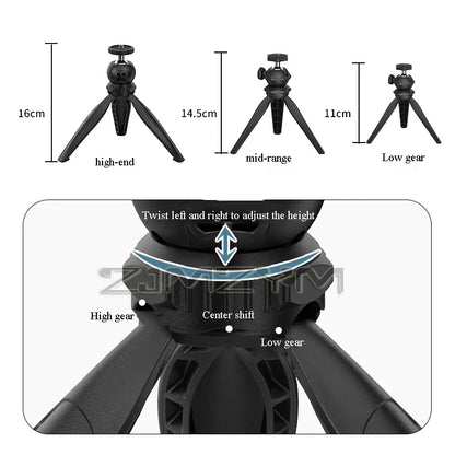 1/4 Screw Interface Desktop Tripod Independent Gimbal Stable Bracket Third gear height Adjustable For Photography Projector