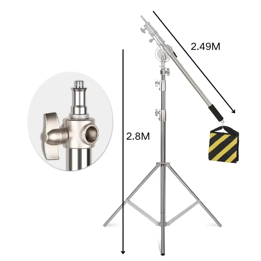 Photographic Equipment Professional Stainless Steel 2.6-3.3m Heavy Duty Light C Stand Studio Softbox Heavy Duty Tripod Carrybag