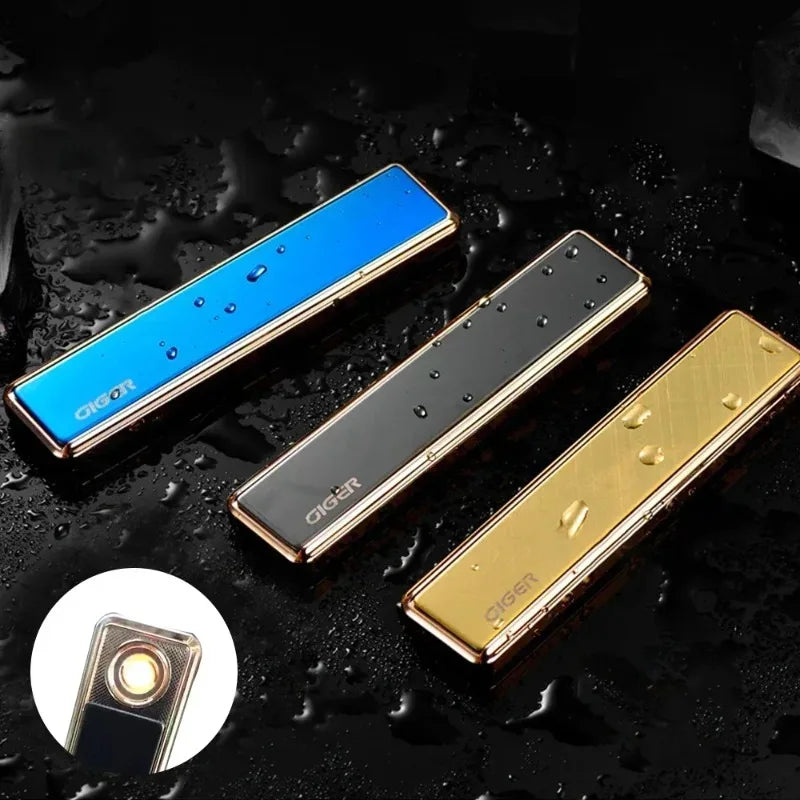 Mini Windproof USB Rechargeable Lighter Touch Metal Electronic Flameless Lighter Cigarette Cigar Accessories Men Gadgets Gifts