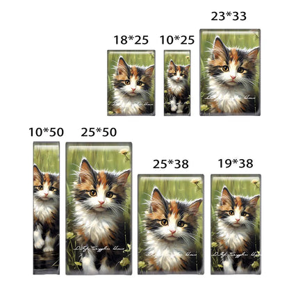 10pcs/lots Rectangle Cute Cat Kitten Pet Flower Photo Glass Cabochon Flatback Demo Flat Back Cameo For Diy Jewelry Making