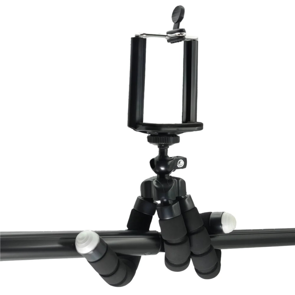 Flexible Octopus Mini Tripod for Phone & Action Camera — With Holder Clip