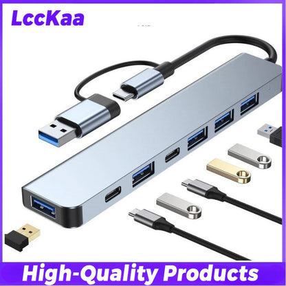 7/8 in1 USB C Hub Expander Multiport Adapter Type C Splitter Dock USB 3 Port for Xiaomi Phone Tablet Fast Data Transfer