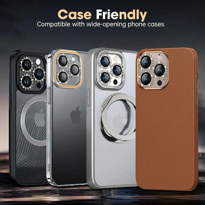 Bling 3D Metal Gear Design Diamond Camera Lens Glass Protector For IPhone 16 Pro Max 15Pro 16Plus Mechanical Case Friendly Rings