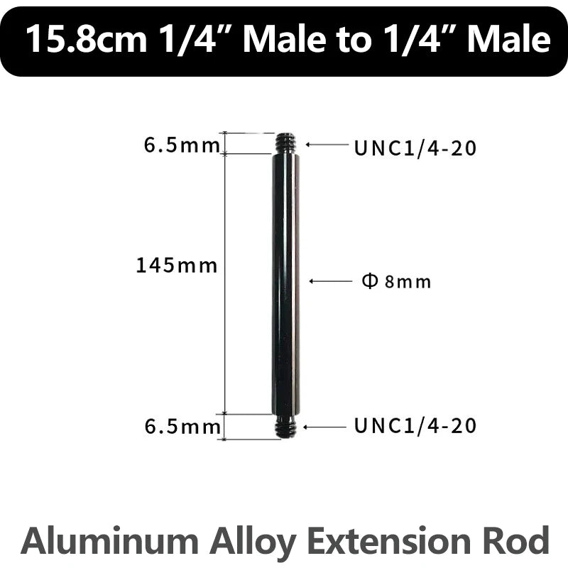 Aluminum Alloy Extension Rod 1/4"-20 & 3/8"-16 Male Female Threads Multi-Size Support Pole for Camera Lighting Equipment Mount