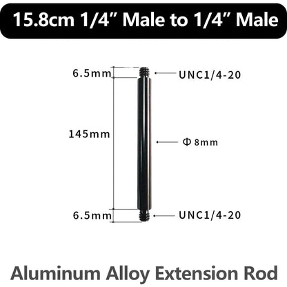 Aluminum Alloy Extension Rod 1/4"-20 & 3/8"-16 Male Female Threads Multi-Size Support Pole for Camera Lighting Equipment Mount