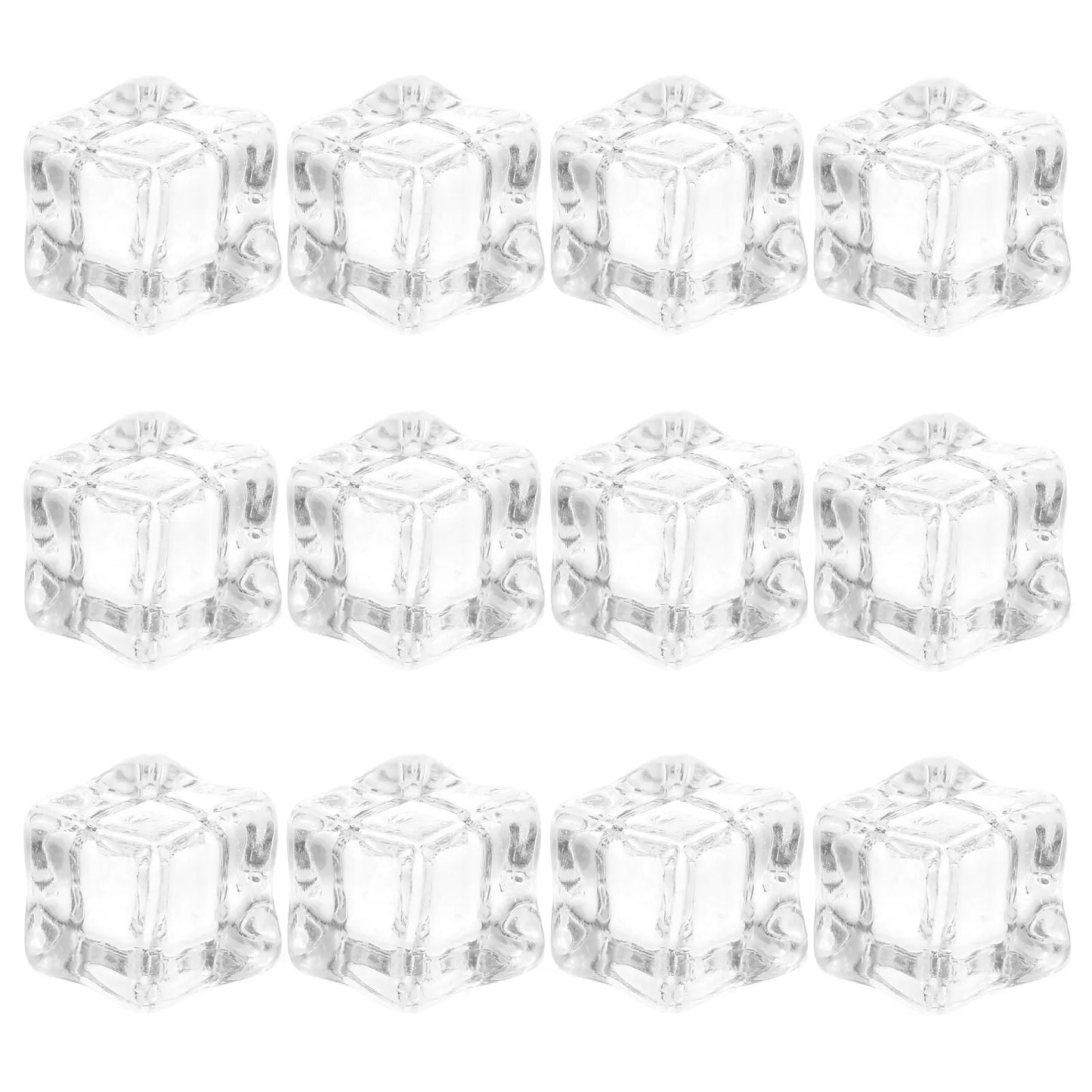 130Pcs Artificial Ice Cube Clear 18Mm Acrylic Decorative Square Ice Rocks Vase Fillers Table Scatter Photography Props