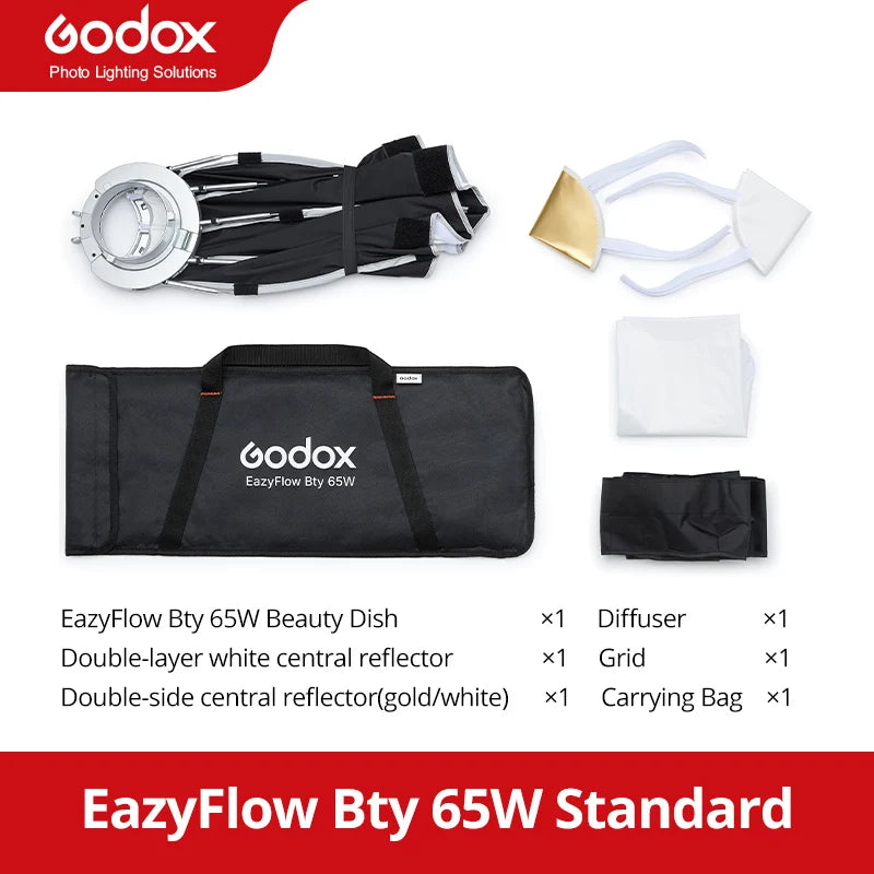 New Godox EazyFlow Beauty Dish 65/85cm Quick-Open Design Bowens Mount for Photography Studio Flash LED Light
