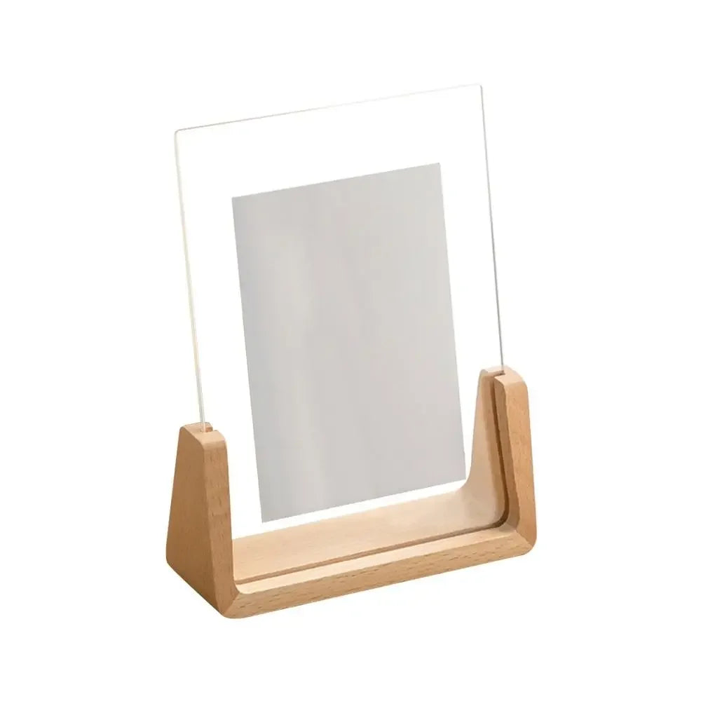 Walnut/Beech Creative Photo Frame Acrylic U Shape Transparent Frame Desktop Wood Wedding Pictures Frame Office Decor