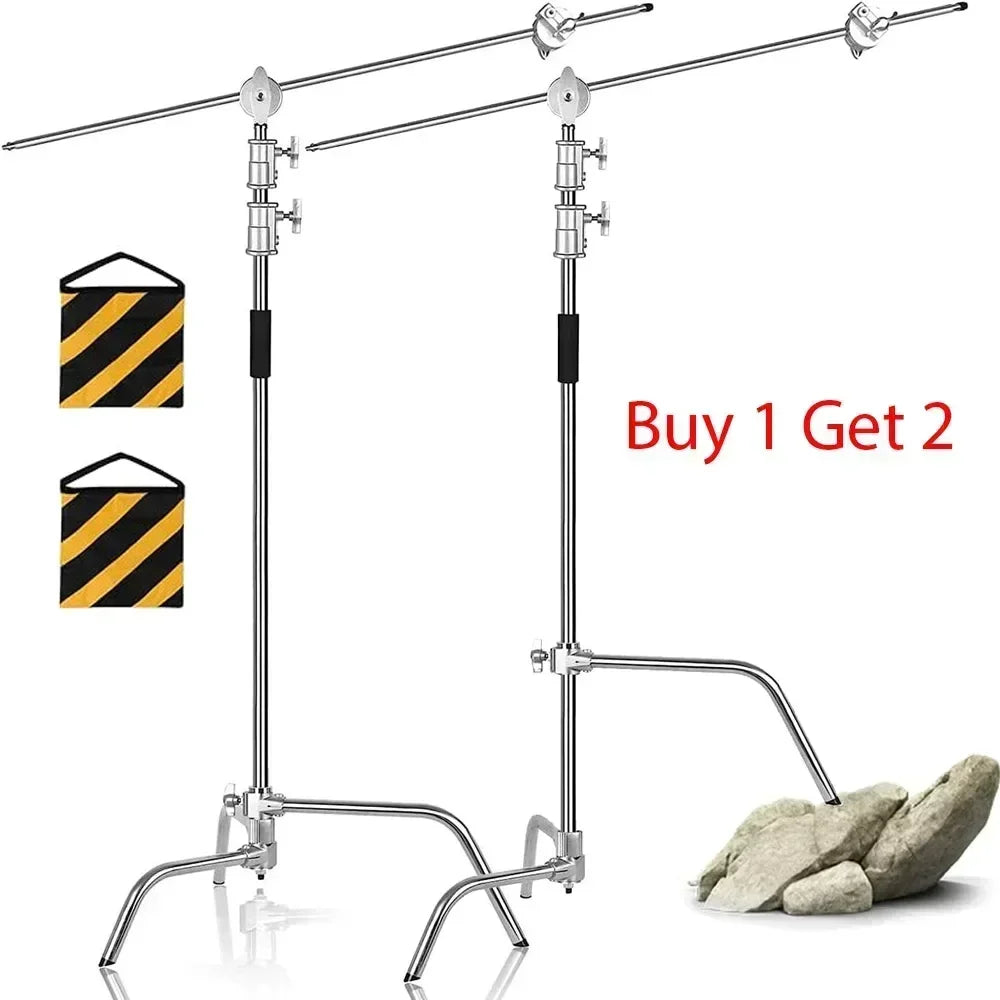 Photographic Equipment Professional Stainless Steel 2.6-3.3m Heavy Duty Light C Stand Studio Softbox Heavy Duty Tripod Carrybag