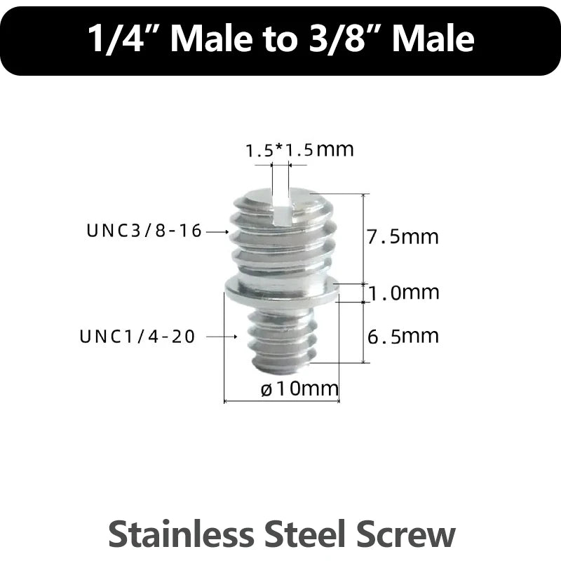 Aluminum Alloy Extension Rod 1/4"-20 & 3/8"-16 Male Female Threads Multi-Size Support Pole for Camera Lighting Equipment Mount