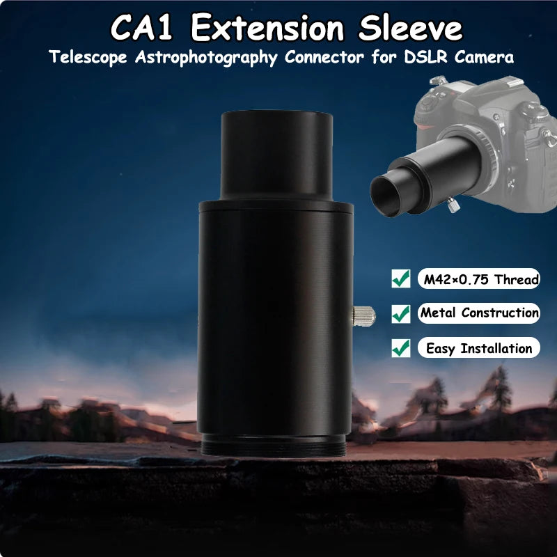 CA1 Extension Tube M42*0.75mm Photography Connector All-Metal T-Adapter for DSLR Camera Mount Astronomical Telescope Accessories