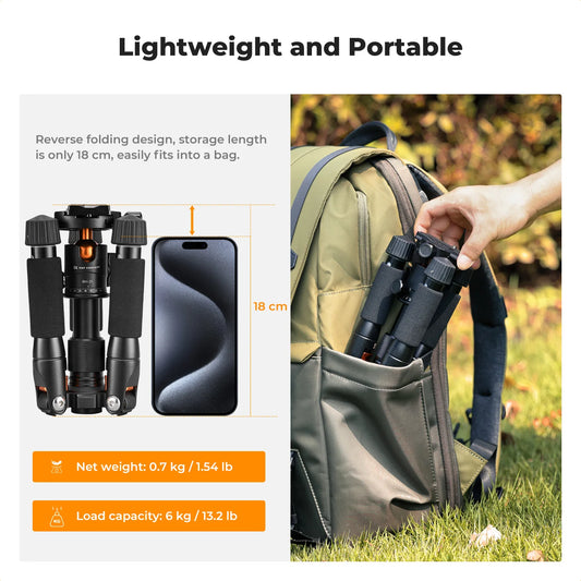 K&F CONCEPT 52cm Desktop Mini Tripod for Camera Compact Tripod 360° Low Profile Ball Head 1/4'' Screw for Camera Video Camcorder